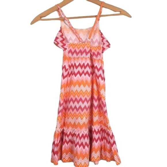 Juicy Couture Girls Orange Pink White Spaghetti Strap Ruffle Hem Sundress Small - Picture 5 of 8